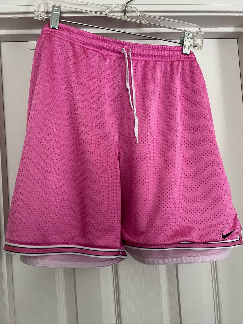 Nike Women’s Hot Pink Mesh Athletic Shorts with Black Swoosh